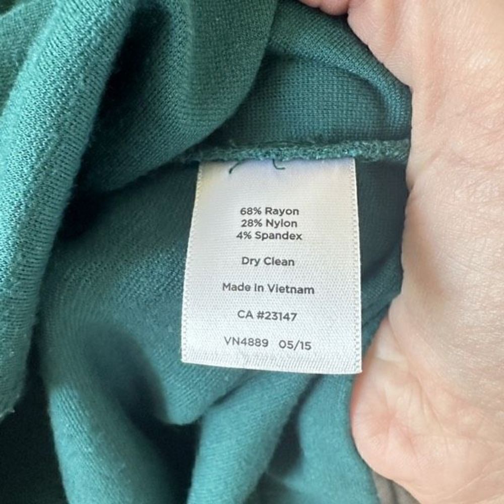 Talbots Women's Teal Knit Dress 3/4 Sleeve Career Exposed Zipper Size 10 - Picture 5 of 7